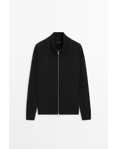 마시모두띠 순면 집업 골지 니트 가디건 1374/201 BLACK