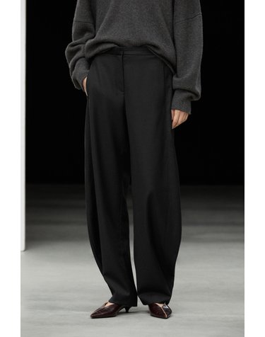 마시모두띠 울 혼방 플란넬 와이드 팬츠 5046/511 BLACK