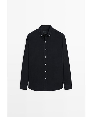 마시모두띠 레귤러핏 니들코드 긴팔 코튼 셔츠 1918/252 NAVY BLUE