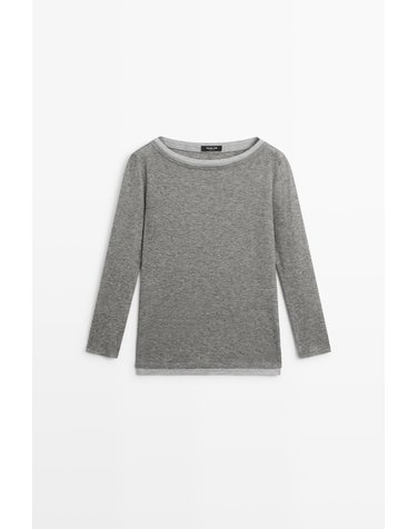 마시모두띠 더블 보트넥 긴팔 티셔츠 6888/574 GREY MARL