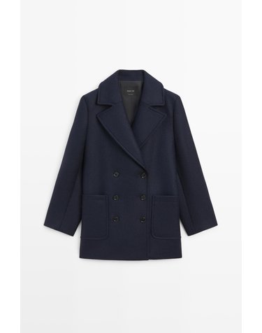 마시모두띠 울 혼방 더블버튼 미디 코트 6449/527 NAVY BLUE