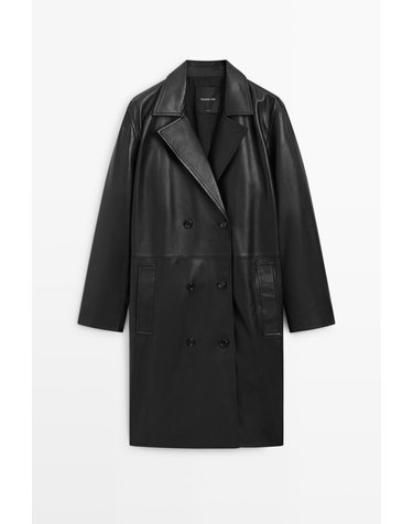 마시모두띠 레더 더블버튼 트렌치 코트 4755/855 BLACK