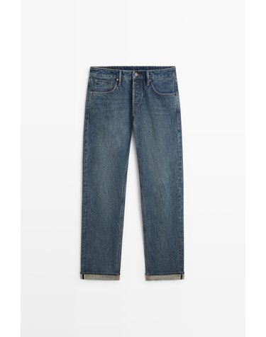 마시모두띠 스톤워시 셀비지 스트레이트 청바지 0504/142 MEDIUM BLUE