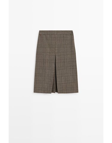 마시모두띠 울 체크 플리츠 미디 스커트 5691/511 GREY