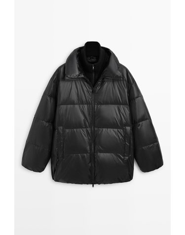 마시모두띠 하이넥 오버핏 다운 패딩 자켓 6718/440 BLACK