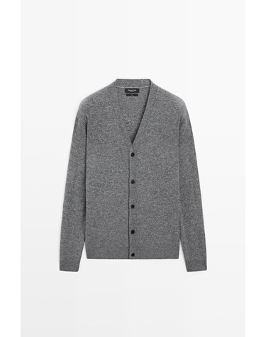 마시모두띠 100% 울 버튼 니트 가디건 1407/222 MEDIUM GREY