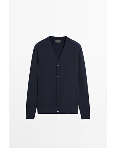 마시모두띠 울 100% 버튼 니트 가디건 1407/222 DARK NAVY