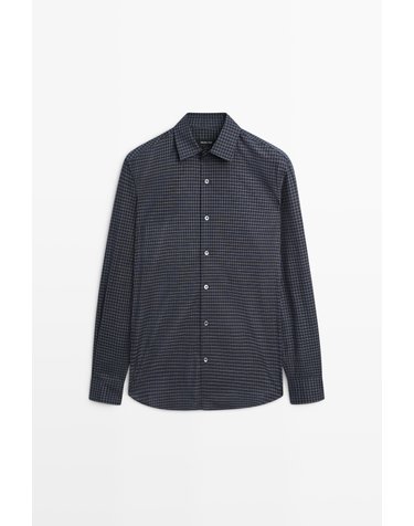 마시모두띠 레귤러핏 체크 코튼 긴팔 셔츠 2017/258 NAVY BLUE