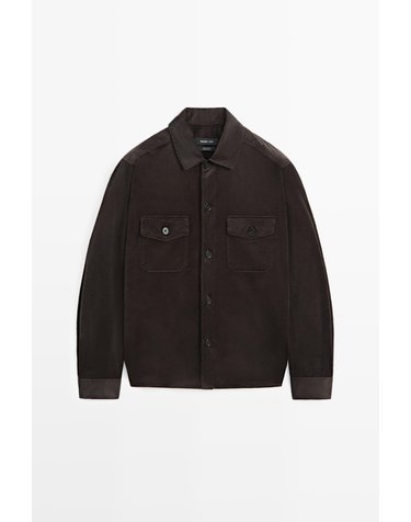 마시모두띠 코튼 포켓 디테일 오버셔츠 1933/252 BROWN