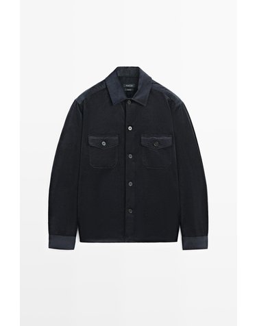마시모두띠 코듀로이 스웨이드 포켓 오버셔츠 1926/294 NAVY BLUE