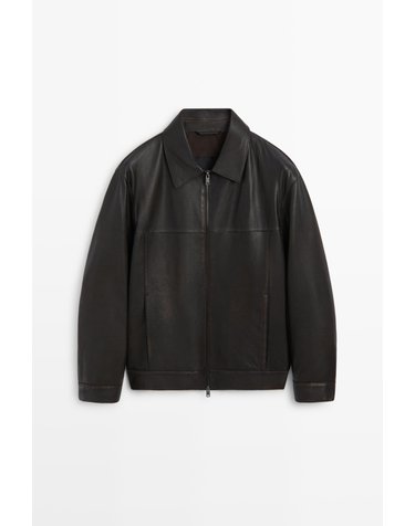 마시모두띠 나파 레더 칼라 디테일 자켓 3443/462 BROWN