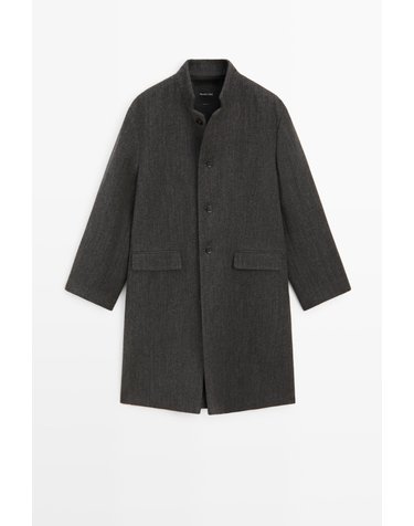 마시모두띠 하이칼라 울 혼방 롱 코트 6452/519 DARK GREY