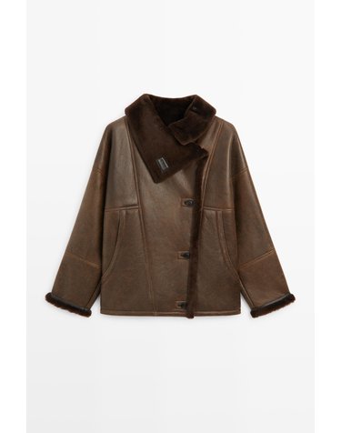마시모두띠 양면 스웨이드 퍼 무스탕 자켓 4752/350 BROWN