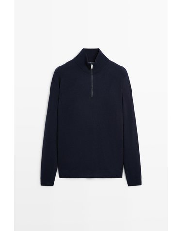 마시모두띠 하프집업 울 니트 스웨터 1405/226 NAVY BLUE