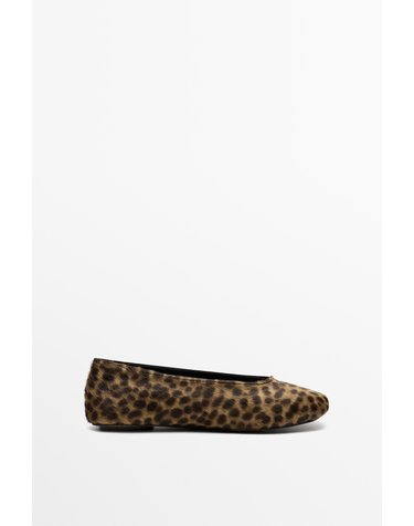마시모두띠 가죽 퍼 프린트 발레리나 플랫 1597/850 LEOPARD