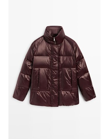 마시모두띠 샤이니 퀼팅 숏 패딩 코트 6757/654 BURGUNDY