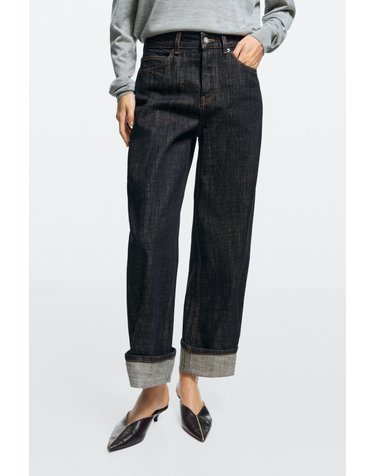 마시모두띠 하이라이즈 배럴핏 턴업 청바지 5089/889 DARK BLUE