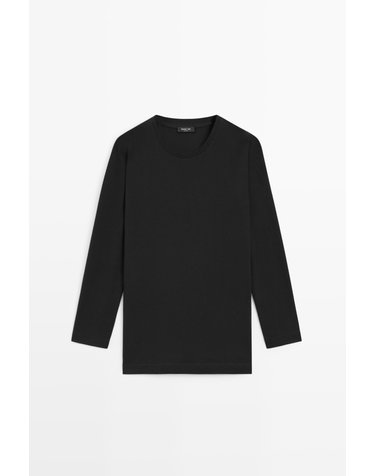 마시모두띠 라운드넥 순면 긴팔 티셔츠 6828/803 BLACK