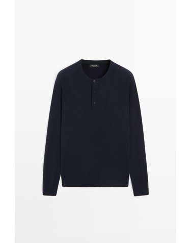 마시모두띠 헨리넥 울 니트 스웨터 1492/226 NAVY BLUE