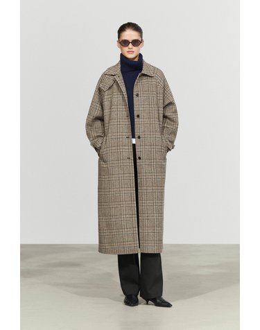 마시모두띠 체크 울 블렌드 트렌치 코트 6441/738 OFF WHITE