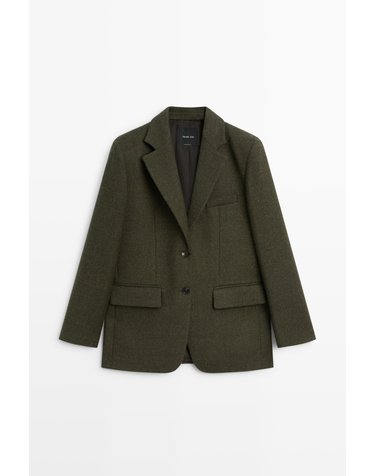 마시모두띠 멜란지 체크 울 블레이저 자켓 6048/503 PALE KHAKI