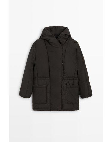 마시모두띠 후드 오버핏 스웨이드 패딩 자켓 6734/887 MOLE BROWN