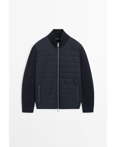 마시모두띠 믹스 소재 집업 퀼팅 가디건 1314/209 NAVY BLUE