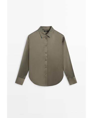 마시모두띠 새틴 플루이드 긴팔 셔츠 5159/559 GREYISH GREEN