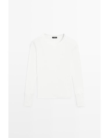 마시모두띠 라운드넥 커프스 긴팔 티셔츠 6824/820 OFF WHITE
