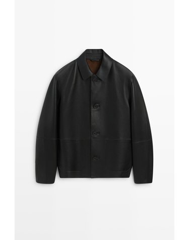 마시모두띠 나파 레더 버튼 숏 자켓 3451/470 BLACK