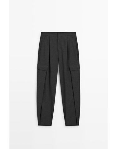 마시모두띠 플란넬 카고 포켓 테이퍼드 팬츠 5049/749 ANTHRACITE GREY