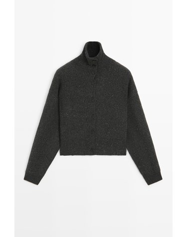 마시모두띠 울 100% 터틀넥 니트 가디건 5931/595 ANTHRACITE GREY