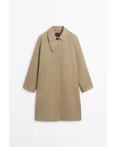 마시모두띠 울 100% 래글런 미디 코트 6446/766 BEIGE