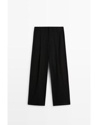 마시모두띠 핀스트라이프 와이드 팬츠 5039/740 BLACK