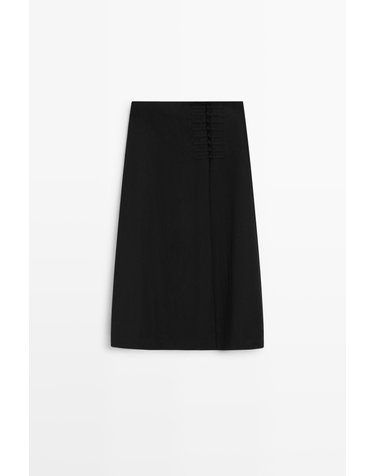 마시모두띠 버튼 스트레이트 미디 스커트 5791/510 BLACK