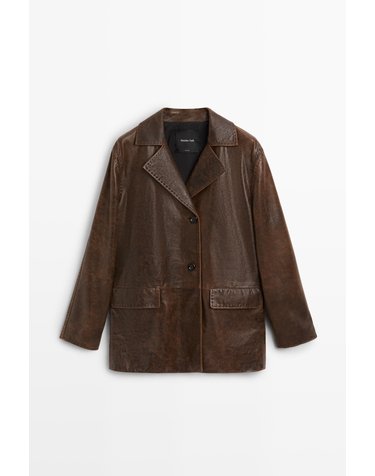 마시모두띠 빈티지 레더 블레이저 자켓 4704/304 BROWN