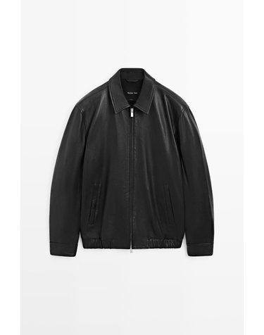 마시모두띠 나파 레더 지퍼 블루종 자켓 3452/471 BLACK