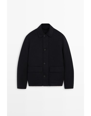마시모두띠 플랩 포켓 더블 울 숏 코트 2892/352 DEEP BLUE