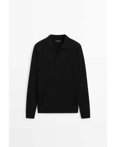 마시모두띠 울 혼방 폴로 니트 스웨터 1401/240 BLACK