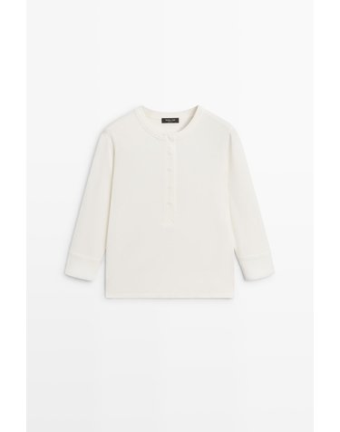 마시모두띠 코튼 블렌드 헨리넥 7부 티셔츠 6811/201 CREAM