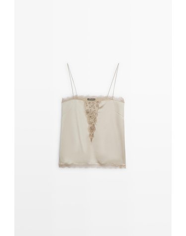 마시모두띠 파인 스트랩 레이스 캐미솔 탑 5190/990 BEIGE-PINK