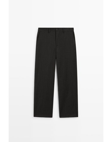 마시모두띠 울 스트라이프 슬랙스 팬츠 2882/370 BROWN