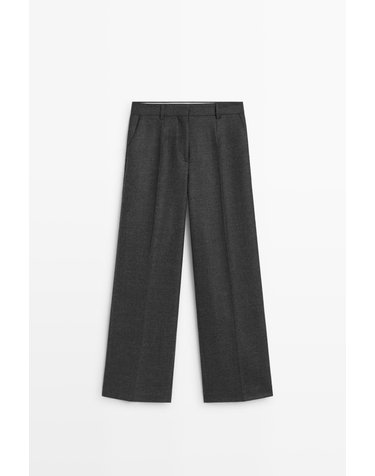 마시모두띠 울 플란넬 와이드 슈트 팬츠 5042/505 DARK GREY