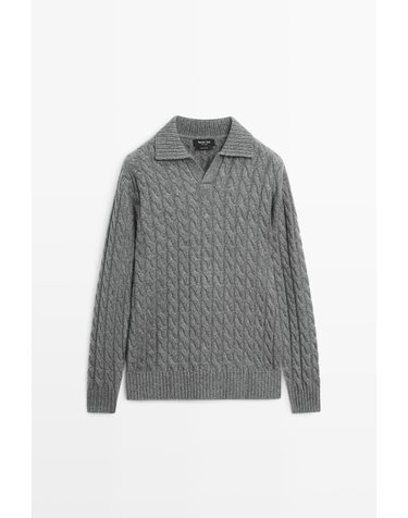 마시모두띠 케이블 캐시미어 폴로 니트 스웨터 1320/215 ANTHRACITE GREY