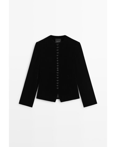 마시모두띠 벨벳 칼라리스 블레이저 재킷 5011/512 BLACK