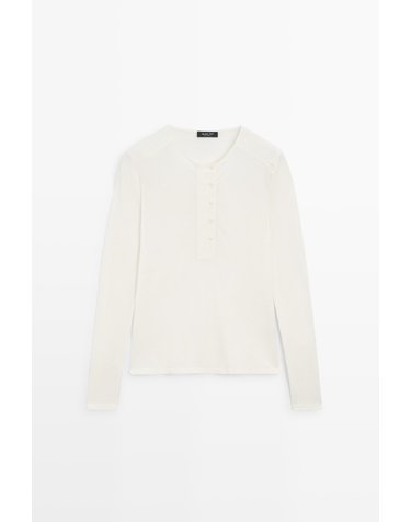마시모두띠 코튼 숄더패드 헨리 긴팔 티셔츠 6209/115 BEIGE
