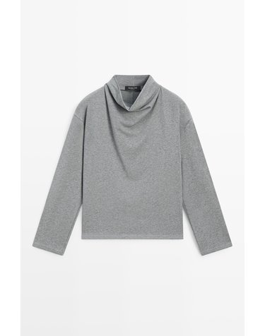 마시모두띠 코튼 드레이프넥 긴팔 티셔츠 6832/802 GREY MARL
