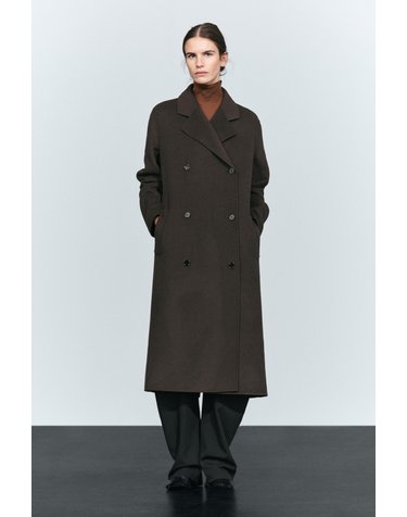 마시모두띠 벨트 울 혼방 더블 롱 코트 6442/741 MOLE BROWN