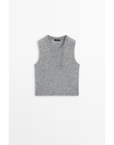 마시모두띠 울 블렌드 민소매 니트 탑 6860/554 GREY MARL