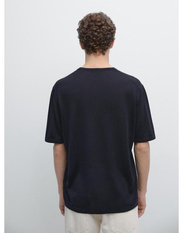 마시모두띠 마시모두띠 울 혼방 라운드넥 반팔 티셔츠 1147/210 NAVY BLUE 블랙 착용컷